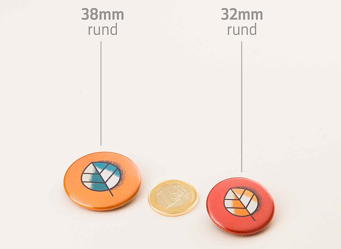 Buttonvergleich 32mm zu einem Euro