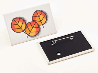 Buttons mit Sicherheitsnadel rechteckig